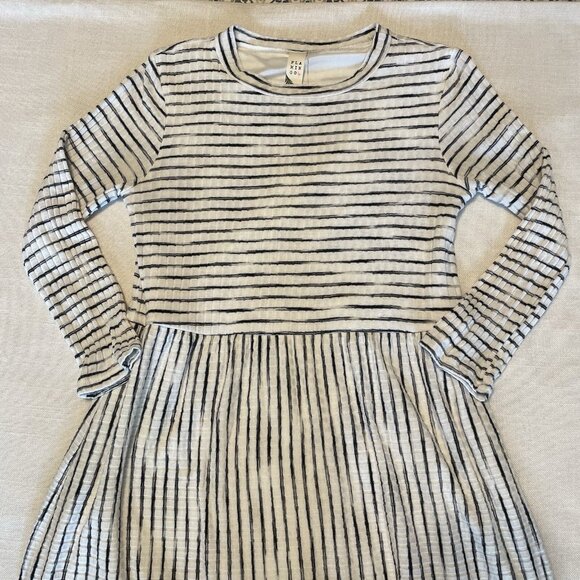 Flamingo Brand Black & White Striped Ribbed Knit Dress - Small - Picture 3 of 4